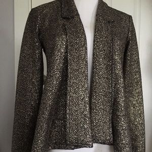 Lily White Gold Sparkly Drape Front Blazer XS